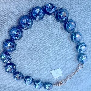 J. Crew Blue and Gold Crystal Necklace